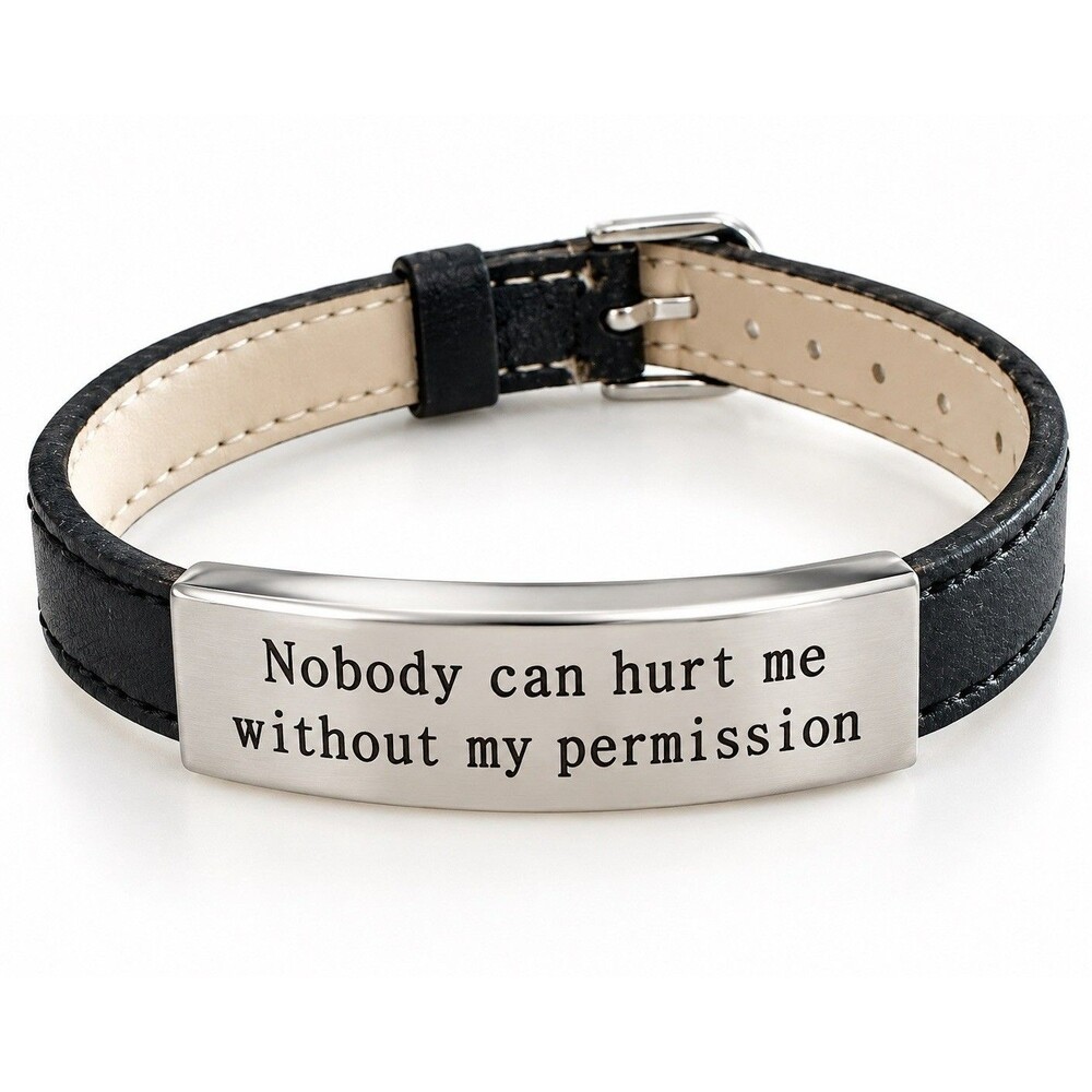 Gandhi Quote Bracelet “Nobody Can Hurt Me Without My Permission” Stainless Steel